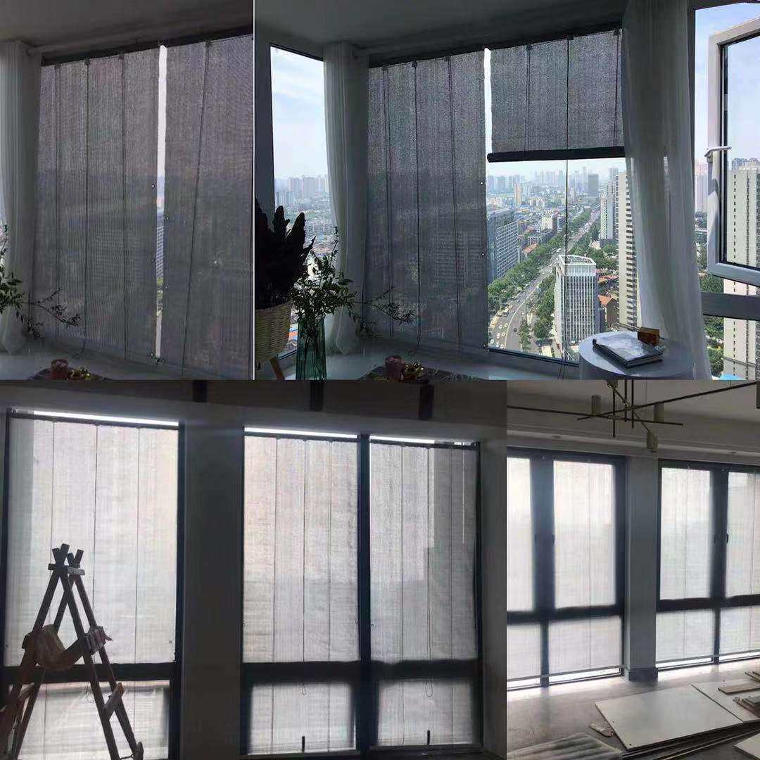 阳台免打孔半透明遮阳帘玻璃防晒隔热降温升降拉卷帘防雨防水窗帘