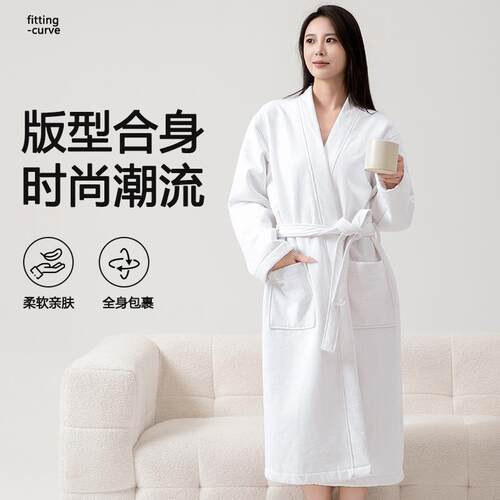 四季长款浴袍男女士通用套装秋冬季睡袍酒店加厚贴码亚马逊款