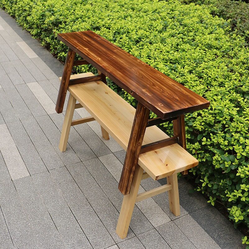 实木长条凳碳化木板凳家用双人凳子长方形宽火锅餐桌凳炭烧木餐桌