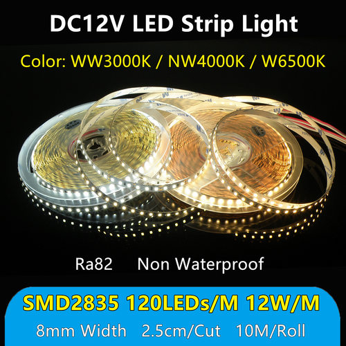 12V LED Strip Light Flexible SMD2835 8mm Width  High Bright