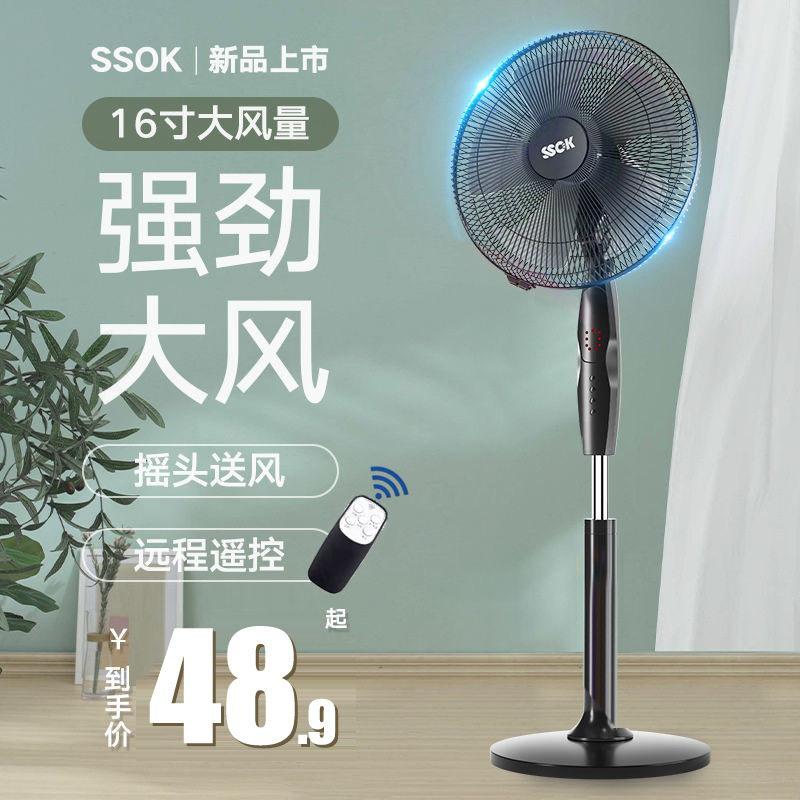 遥控定时摇头大风力落地扇