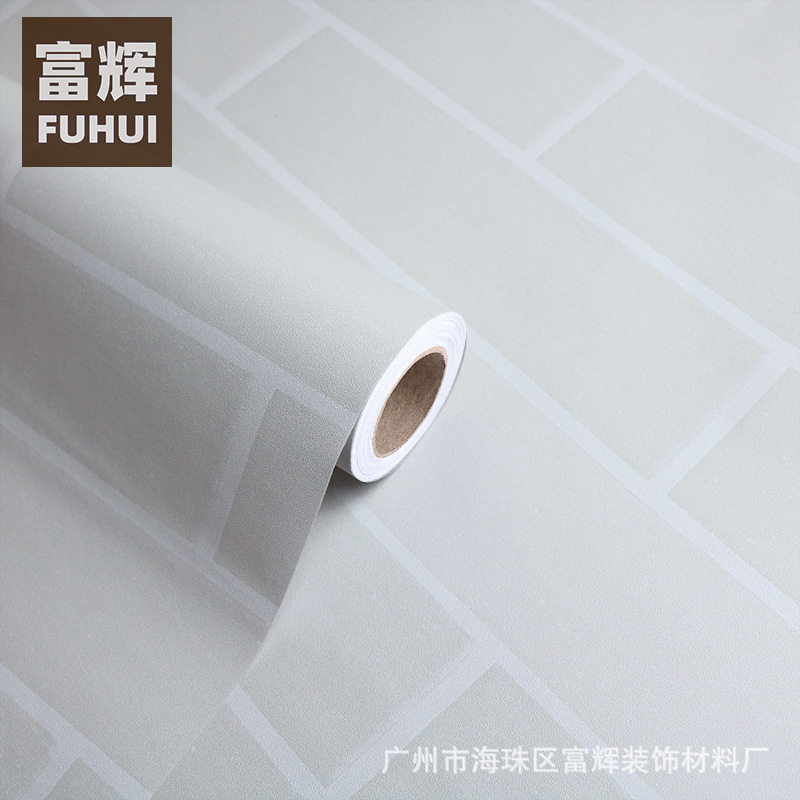 浅灰砖纹墙纸3D立体仿砖纹防水防污防潮餐厅宿舍贴纸复古自粘壁纸