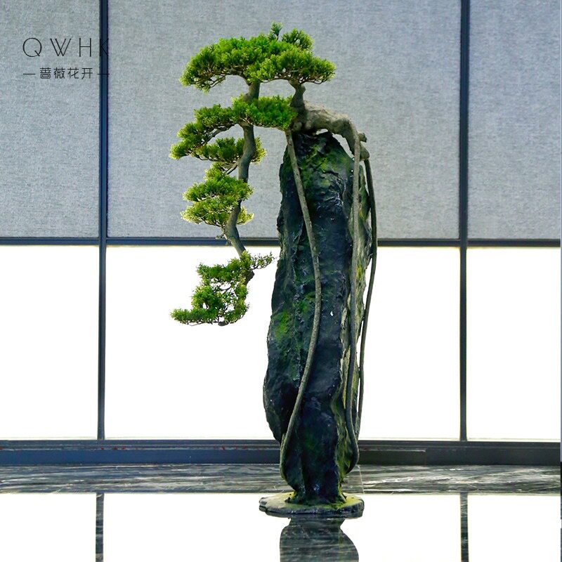酒店大堂仿真花摆件松树盆景商场大型装饰瓶花售楼处大厅别墅装饰