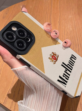 黄色万宝路烟盒 适用苹果华为iPhone17ProMax手机壳16Pro 15Plus硅胶14防摔13全包12情侣11新款Pura80男女