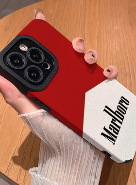 红白撞色英文万宝路 适用苹果华为iPhone17ProMax手机壳16Pro 15Plus硅胶14防摔13全包12情侣11新款Pura80男