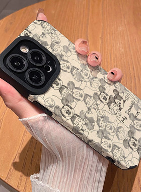 创意满屏线条米奇 适用苹果华为iPhone17ProMax手机壳16Pro 15Plus硅胶14防摔13全包12情侣11新款Pura80男女