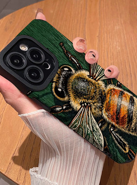 创意绿木昆虫蜜蜂 适用苹果华为iPhone17ProMax手机壳16Pro 15Plus硅胶14防摔13全包12情侣11新款Pura80男女