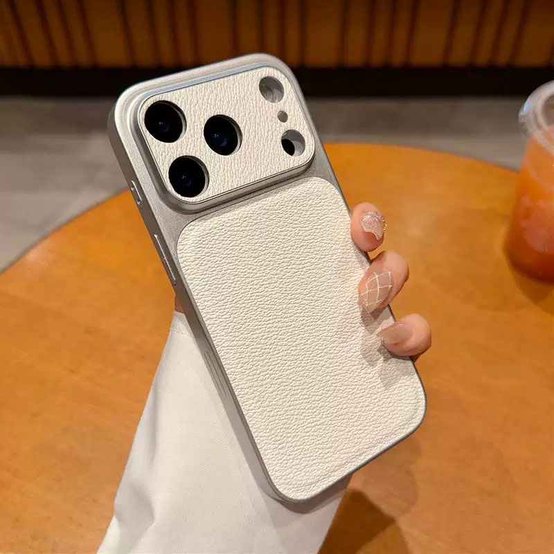 ins高级感珍珠白适用苹果iPhone17ProMax手机壳16Pro大视窗秒变17荔枝纹15Plus 14防摔13情侣12新款网红男女