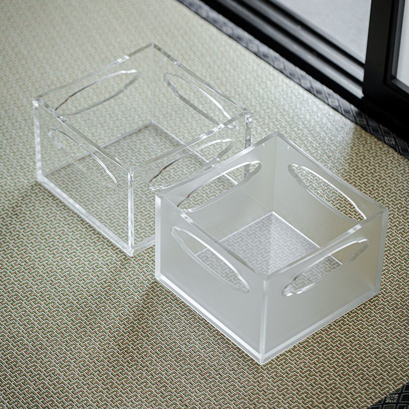 亚克力茶具收纳盒茶台干泡盘小茶盘透明磨砂家用桌面收纳箱