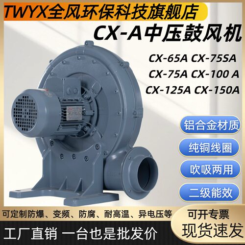 CX-65A透浦式中压风机200W吹吸两用送风TWYX全风环保科技厂家直销