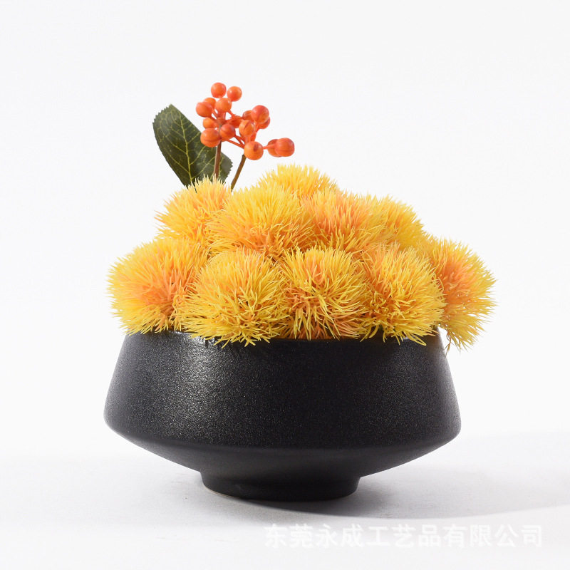 仿真黄色盆栽花艺摆件