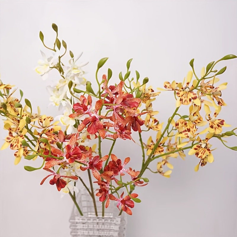 禅意茶室花高品质仿真花单枝手感米兰花课堂家居摆件假花蕙兰花艺