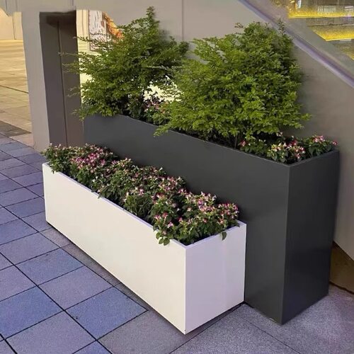 市政户外组合不锈钢花箱花池围栏成品花架铁艺花坛树箱长方形花槽