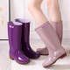 套鞋 厨房工作胶鞋 女防滑防水长筒雨靴PV牛筋底中筒水鞋 高筒雨鞋