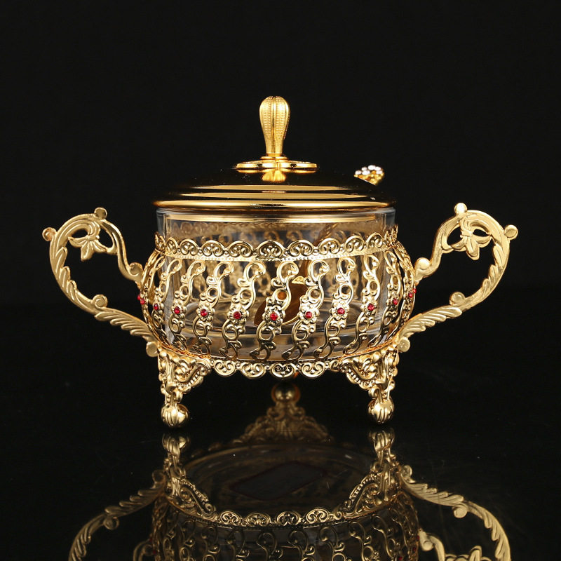 欧式复古铁艺干果食品玻璃糖果罐首饰收纳盒储物罐子摆件糖缸