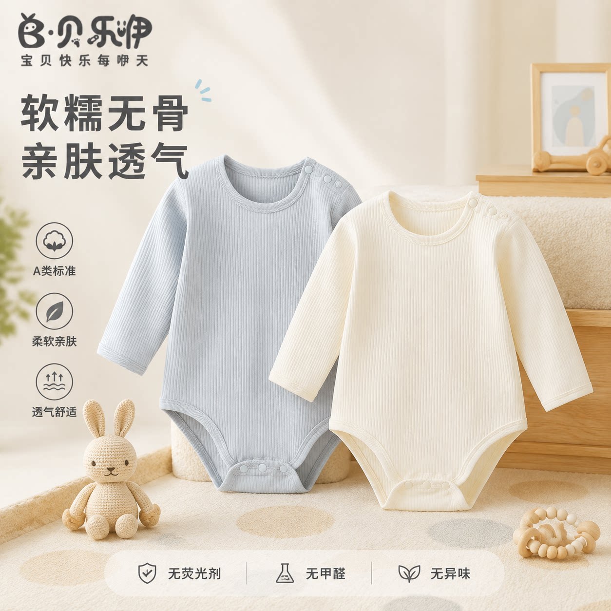 贝乐咿婴儿包屁衣秋季长袖打底三角哈衣宝宝居家爬服新生儿睡衣
