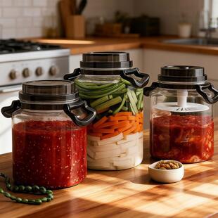 泡菜坛子塑料瓶空瓶收纳保鲜盒咸菜辣椒酱储物密封罐带提手