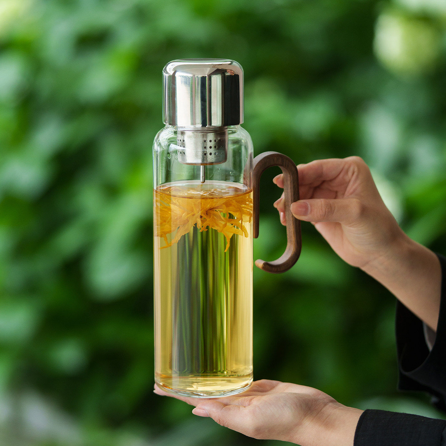 高硼硅玻璃茶壶茶水分离便携大容量透明泡茶壶户外车载手提冷水壶