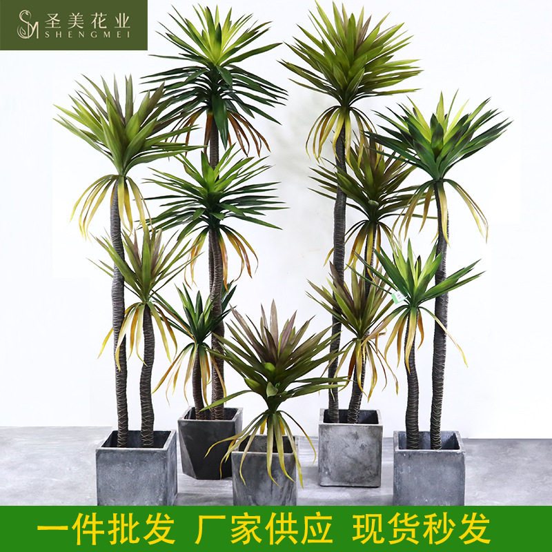 北欧绿植仿真剑兰树盆景龙舌兰盆栽橱窗落地装饰假树剑麻树植物