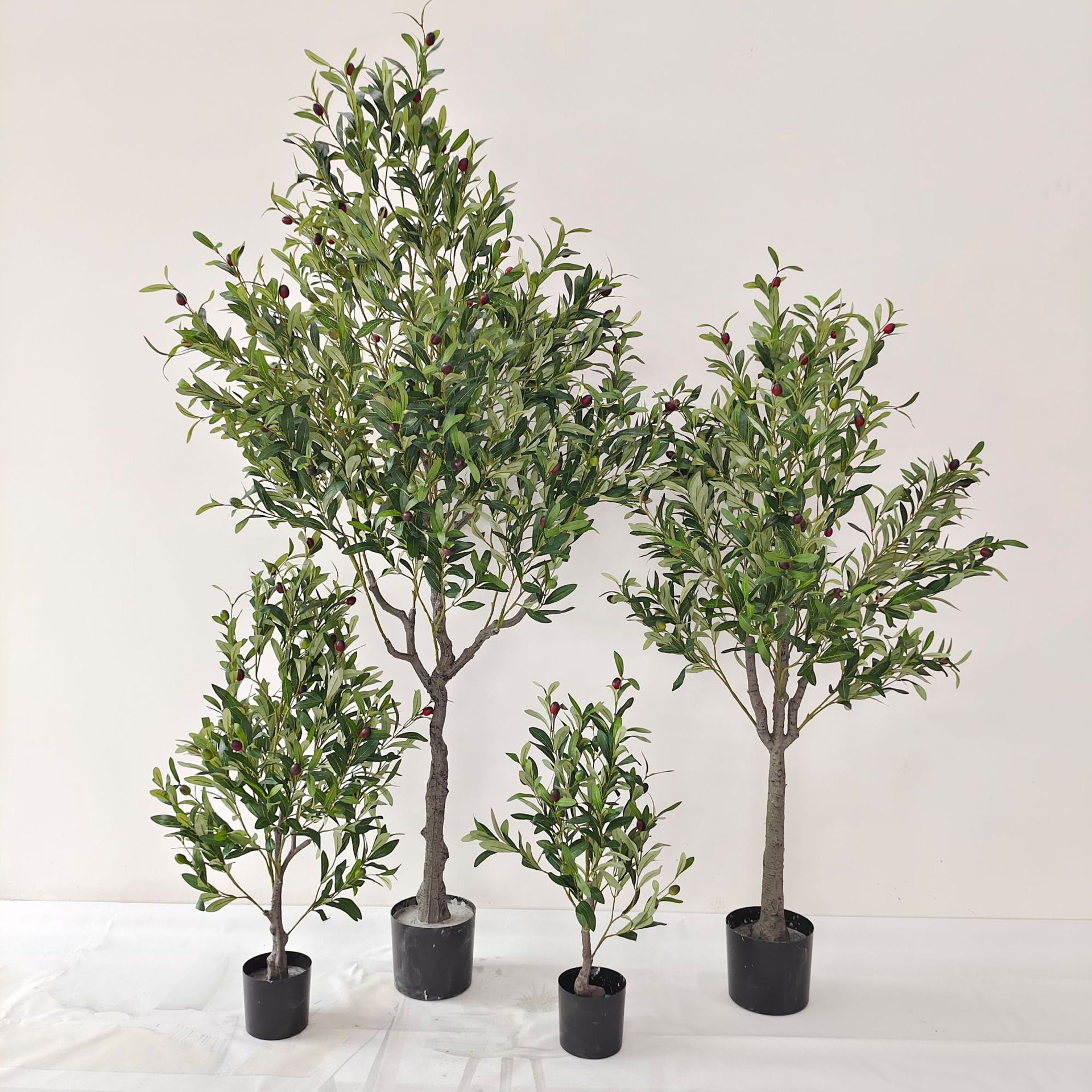 常青仿真植物小盆栽软装设计造景家居室内摆件粗杆超密仿真橄榄树