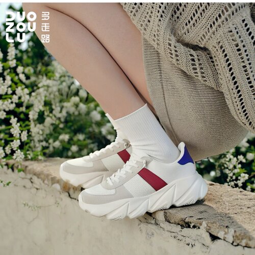 多走路风跃2厚底小白鞋女