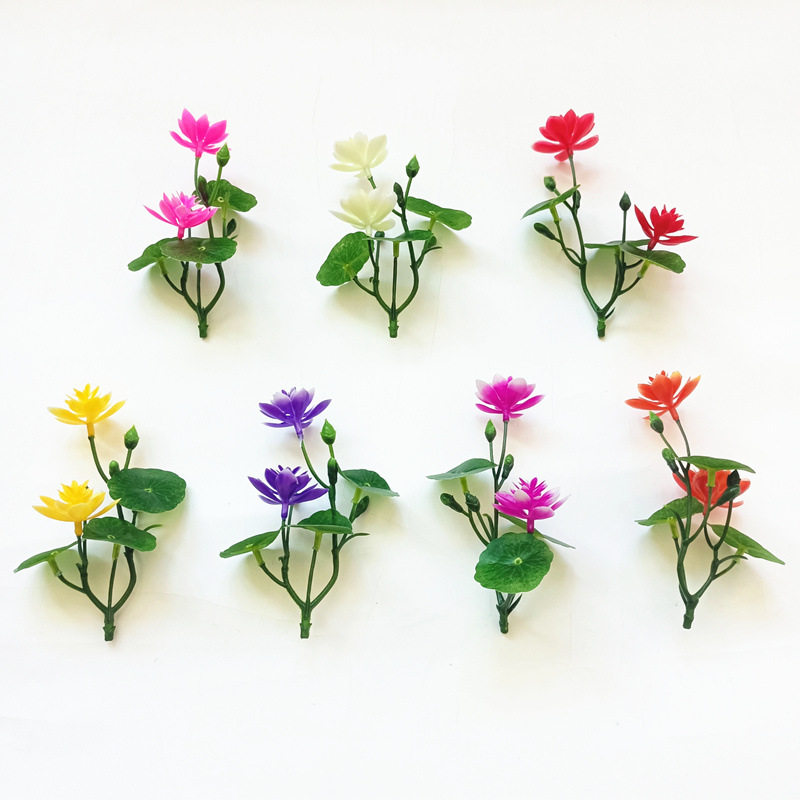 餐饮盘饰仿真花特小袖珍小插花小荷叶小荷花莲花塑料仿真假花