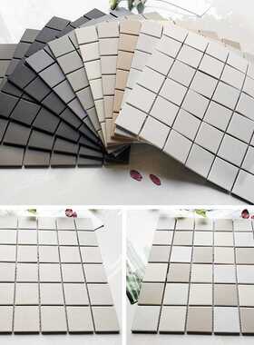 现代简约黑白灰色陶瓷马赛克瓷砖哑光防滑卫生间厨房背景墙纯色48