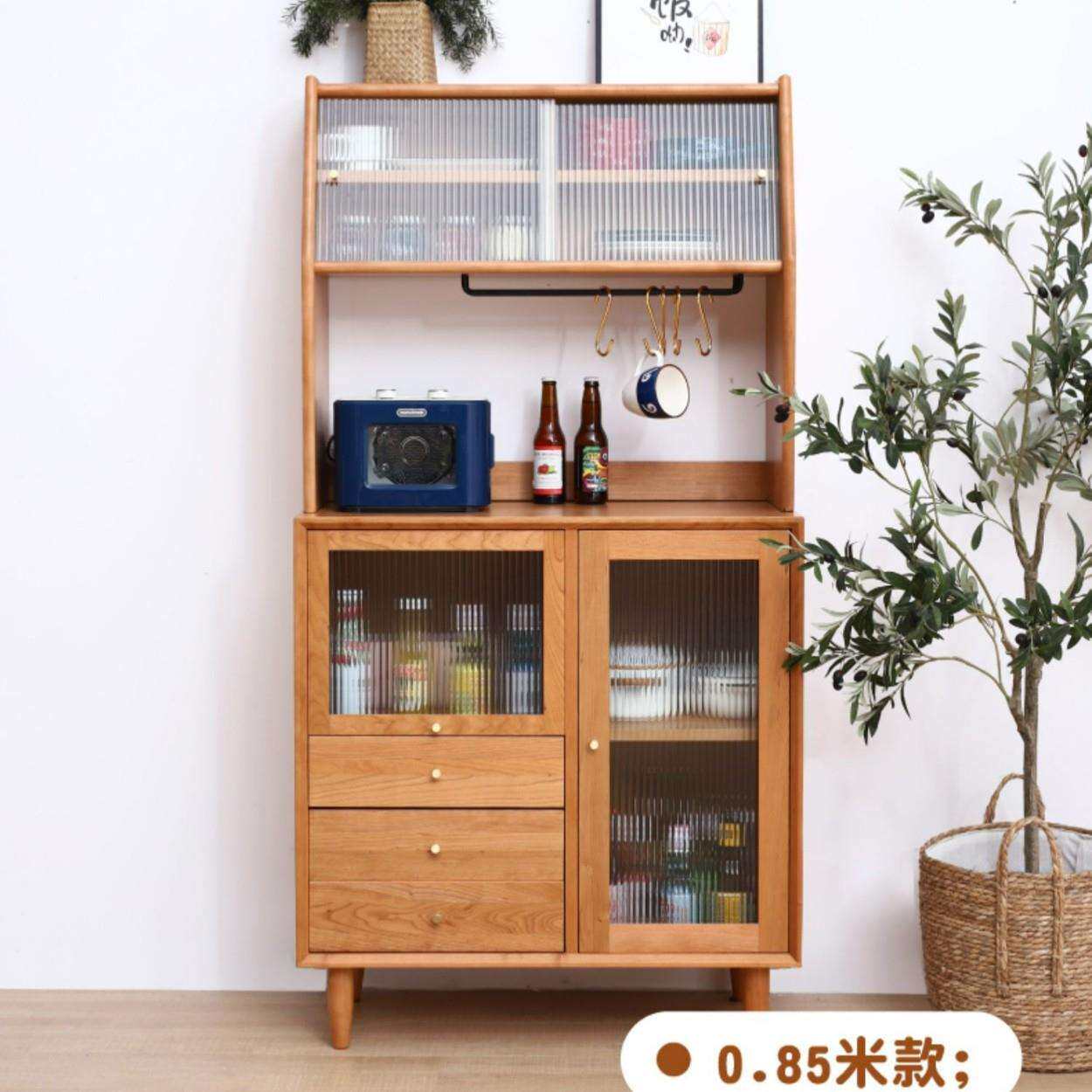 北欧实木餐边柜樱桃木储物柜日式餐厅碗柜厨房家具现代简约小户型