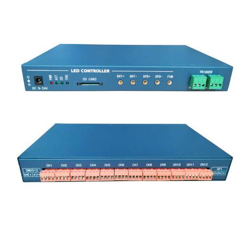 8端口输出 每口MAX带载170点 动画 图片播放 红外遥控DMX512主控