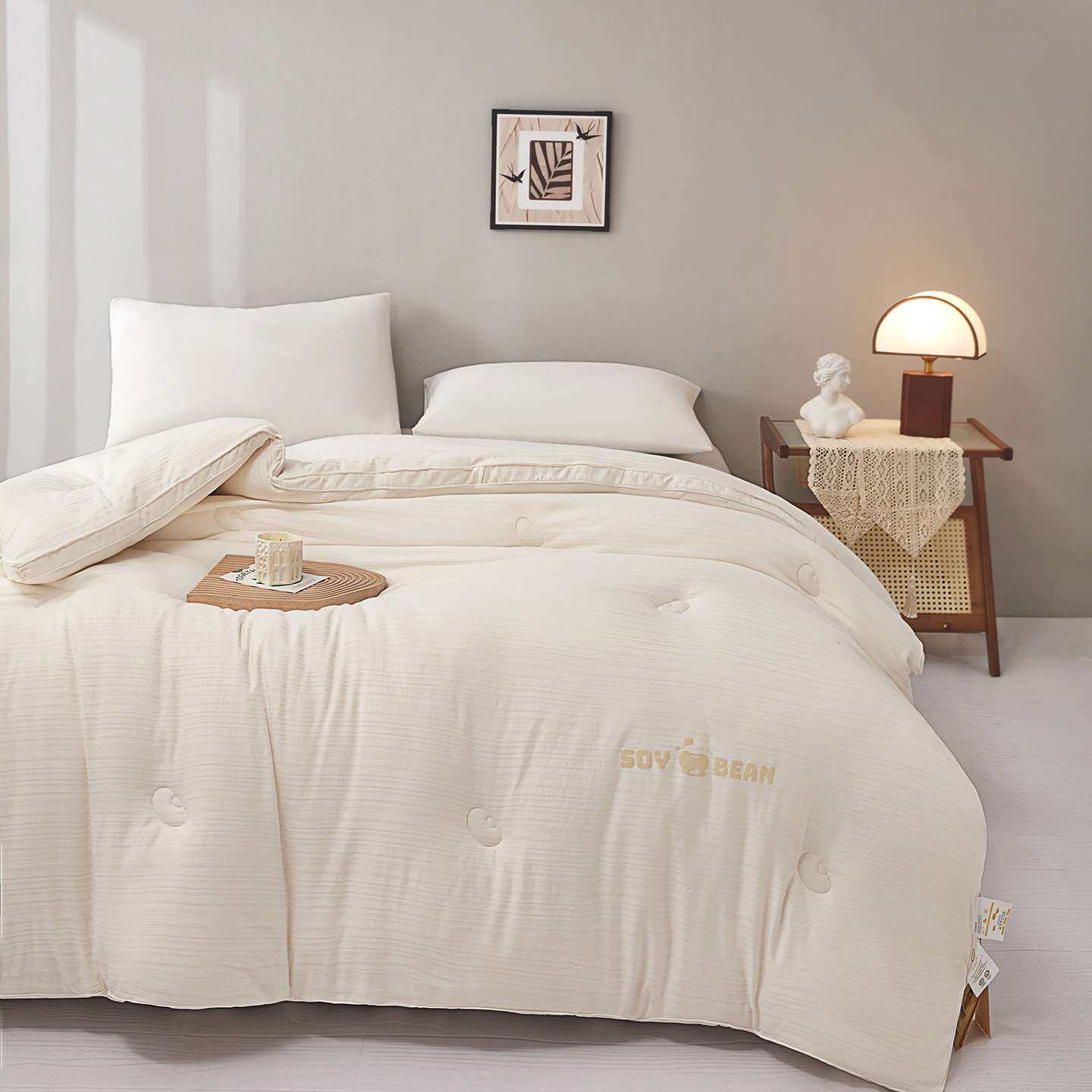 a类55%李官奇大豆纤维被芯春秋被加厚保暖冬被木本提花宿舍被子