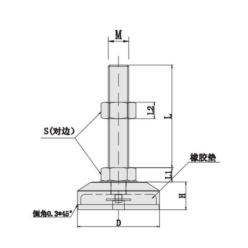 不锈钢工业脚杯重载型调整脚调节脚万向脚家具脚垫螺丝固定支撑脚