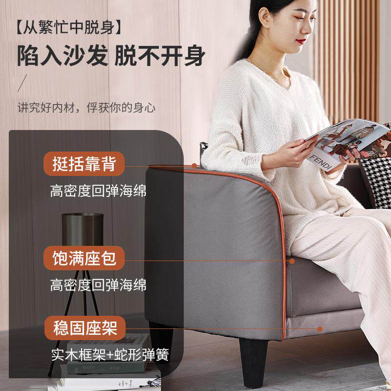 北欧简约布艺沙发小户型客厅双人出租房卧室公寓三人简易网红款