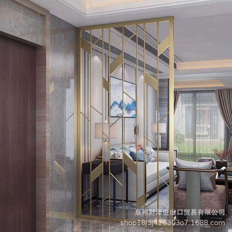 北欧不锈钢屏风轻奢简约现代玄关客厅装饰钛金属铁艺餐厅隔断镂空