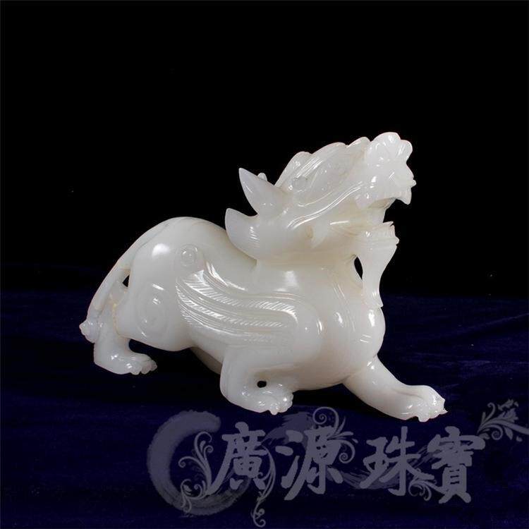 厂家天然阿富汗白玉麒麟摆件家居饰品客厅石玉器摆设直播货源