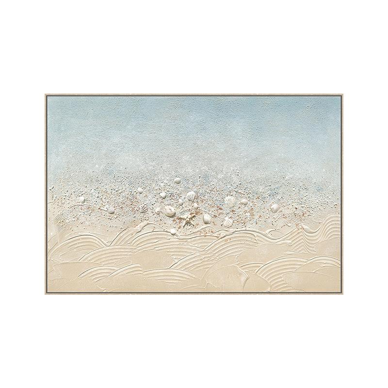 工厂热卖海洋贝壳肌理画纯手绘油画客厅铝合金装饰画玄关挂画