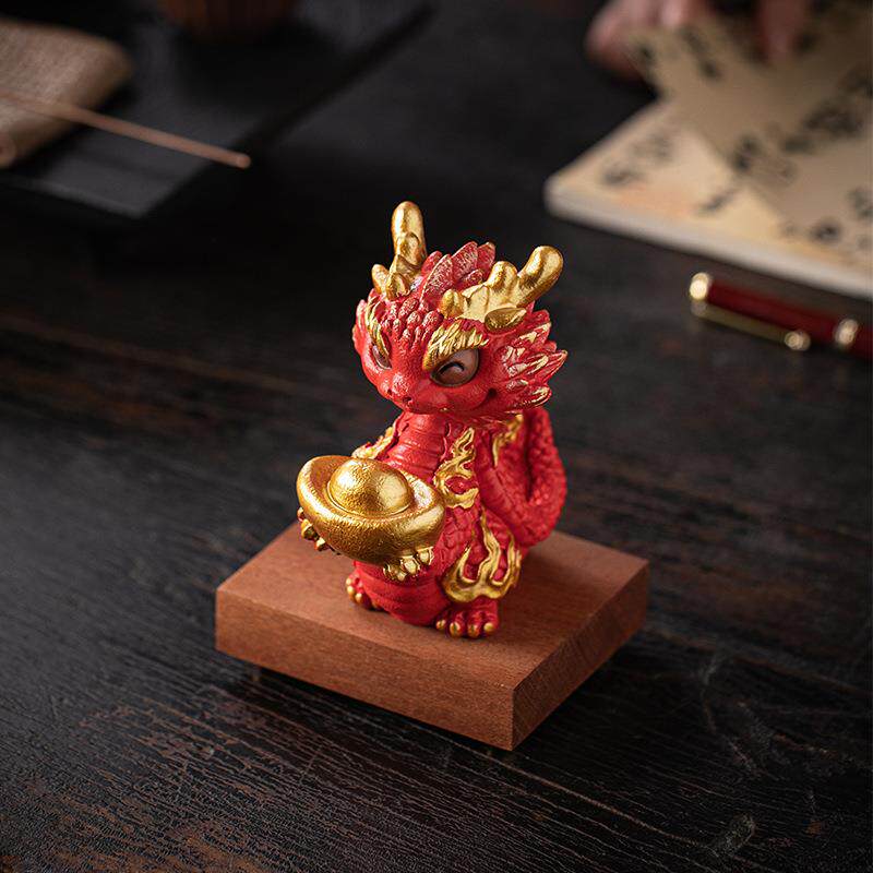 文创十二生肖蛇年吉祥物彩金灵蛇送宝吉祥物家居桌面装饰品摆件
