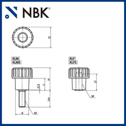 NBK KLMS 长棱槽旋钮 不锈钢旋钮 尼龙6亚光黑 机械配件 厂家直供