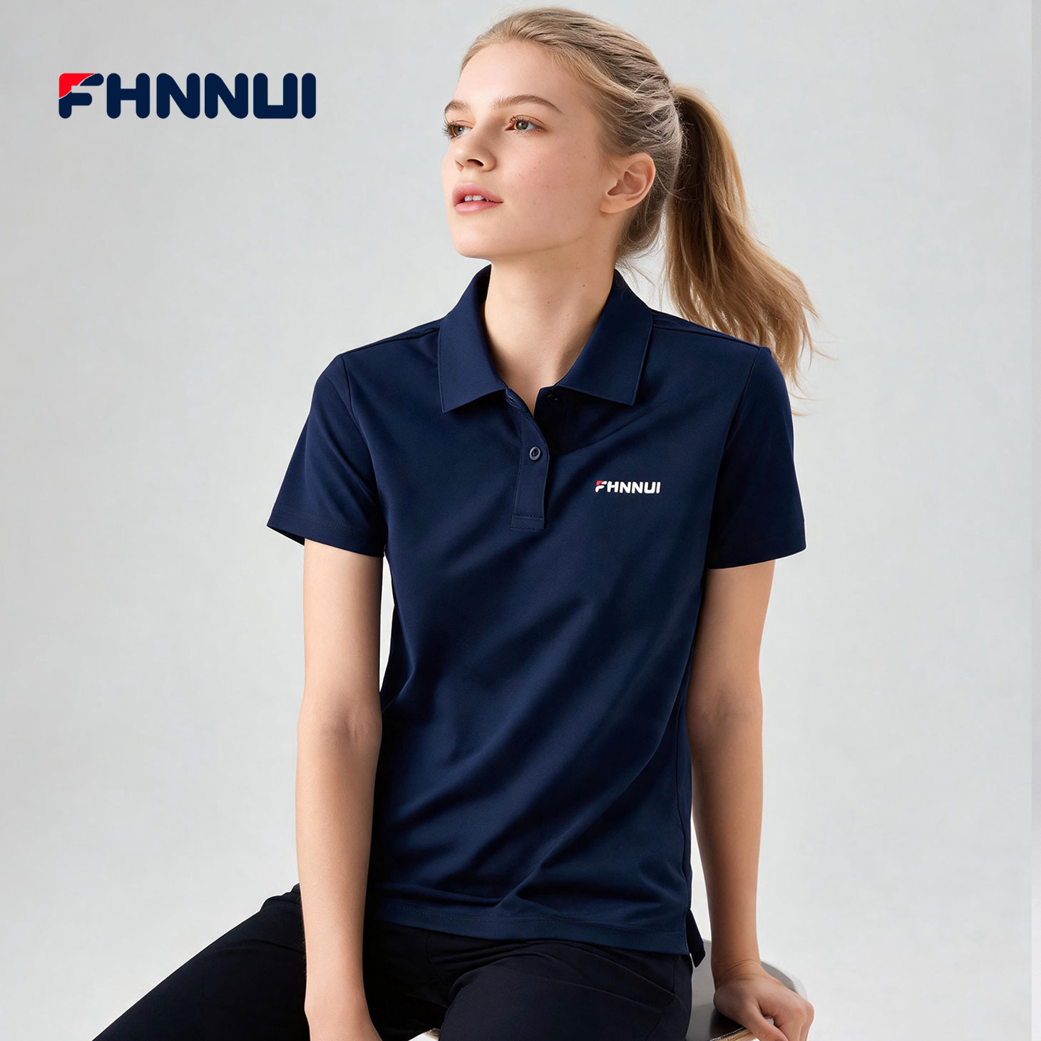 FHNNUI女士翻领短袖T恤高端品牌POLO衫 冰丝速干衣女夏季运动上衣图片