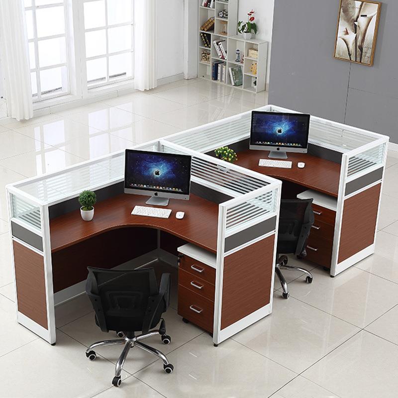 现代办公桌4人位t型桌2人位带屏风工位电脑桌椅组合Office table