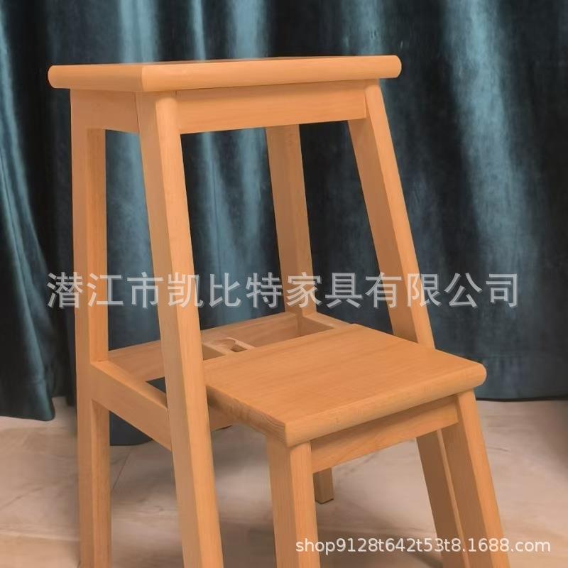 实木榉木梯凳家用可折叠凳子步梯凳多功能厨房客厅两用登高凳花架