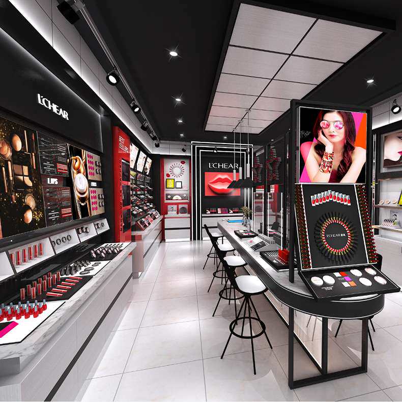 彩妆展示台亚克力柜子护肤品促销台体验台货架厂家 彩妆展柜