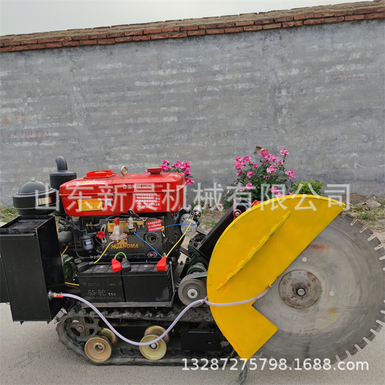 全自动双锯片切割机 遥控式路面切缝机35马力柴油马路切割锯