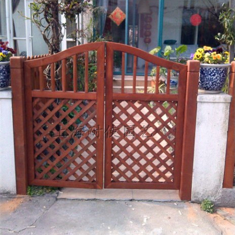 定做户外花园防腐木栅栏门 拱门 庭院围栏实木网格门头 门楼架子