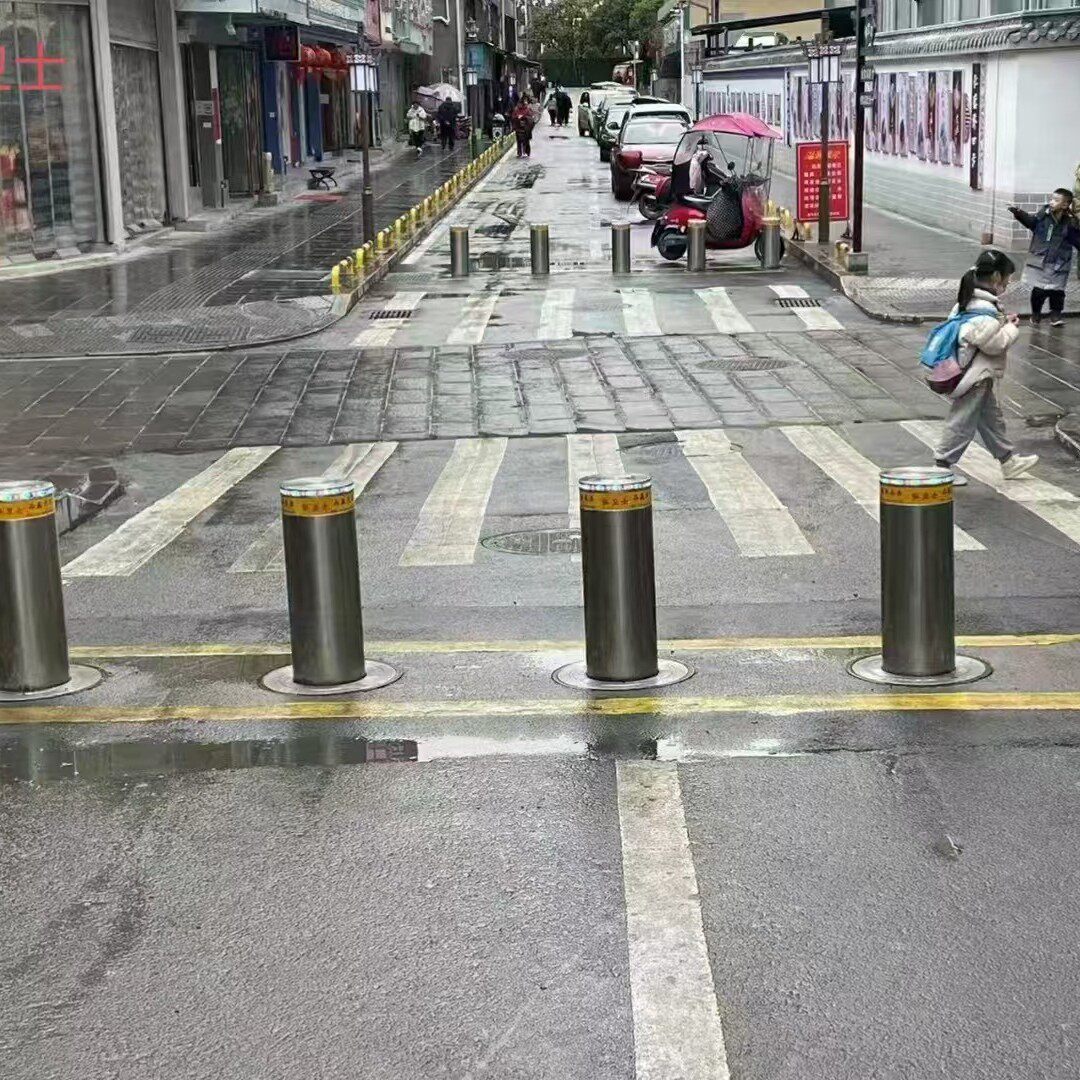 学校门口全自动液压升降柱安全设施遥控路障不锈钢步行街防撞柱