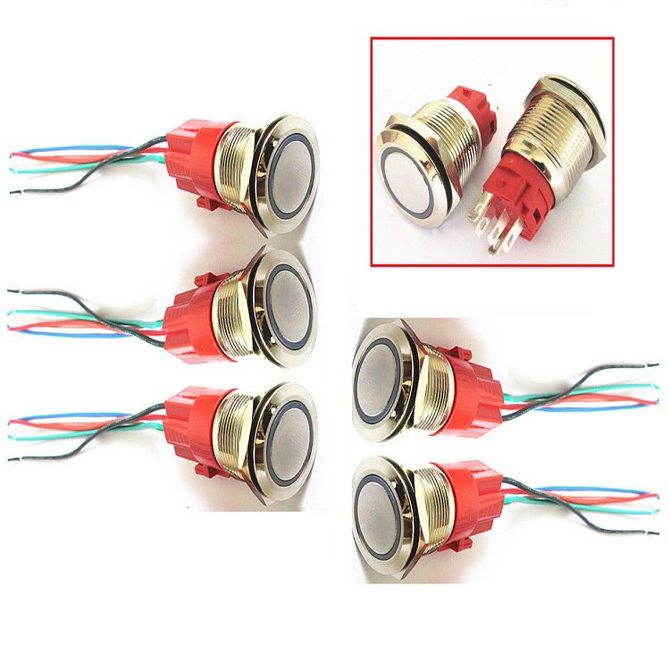 16MM19MM22MM金属按钮电源自复位自锁开关圆形防水点动开关12-24V