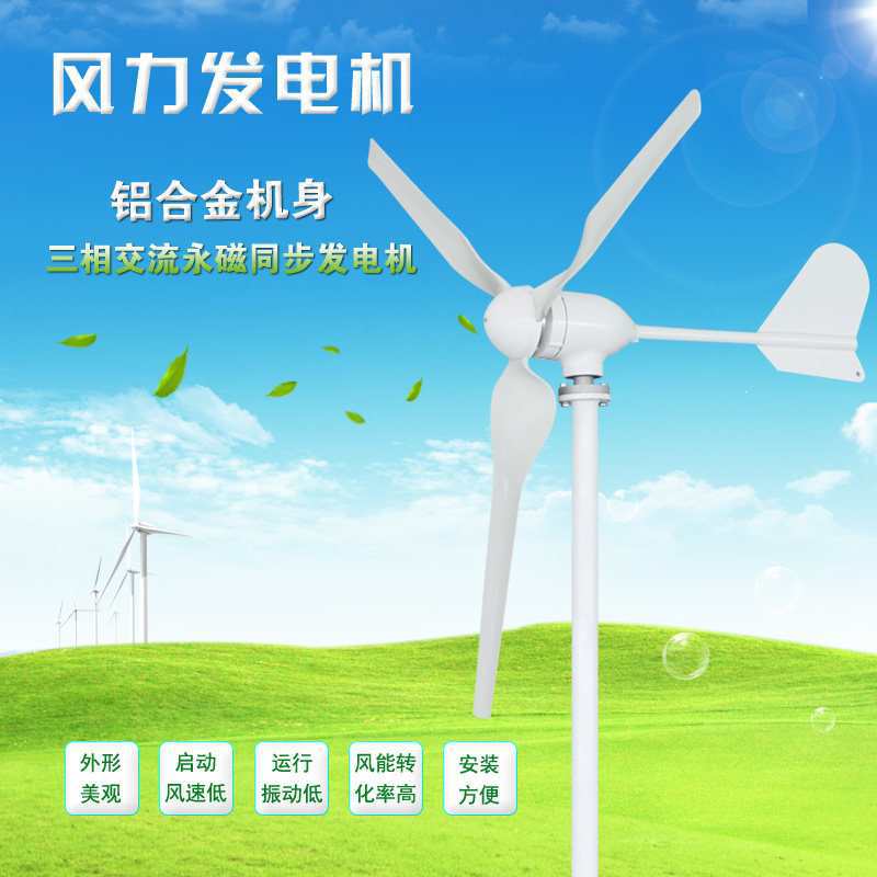 风力发电机小型家用大功率1000W风光互补系统小形路灯船用220v48v