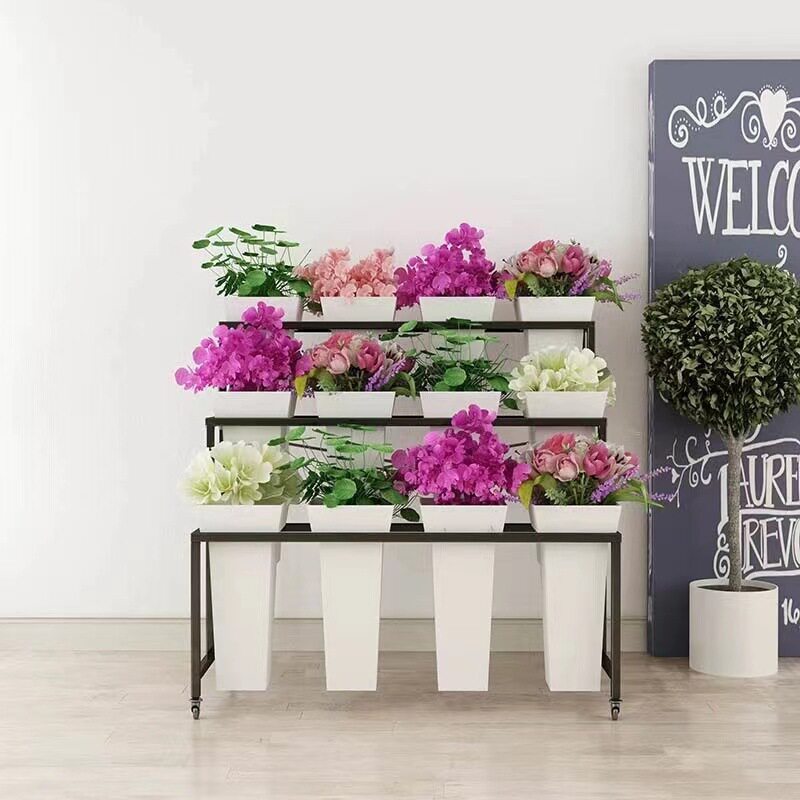 北欧风格绿植装饰花槽隔断花架便携移动简约多层装饰花店鲜花展架