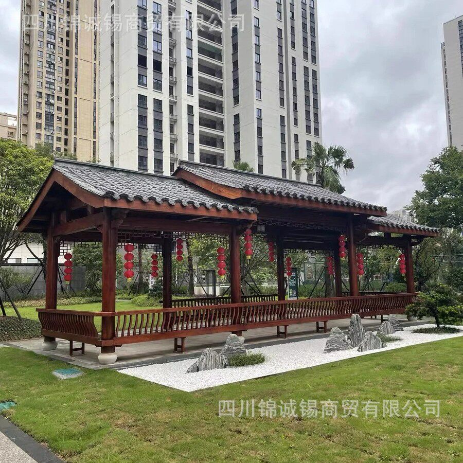 新中式户外文化长廊古建长廊小青瓦长廊走廊花园廊架庭院别墅长廊