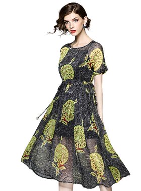 奈昕让您穿着漂亮个性化私人订制34029中长款母亲节短袖162cm碎花