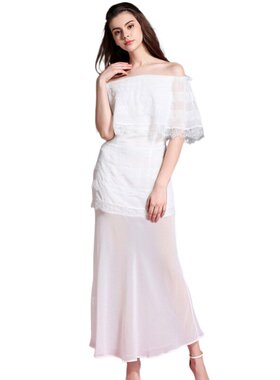 奈昕让您穿着漂亮个性化私人订制 115366 dress夏日一字领纯色长